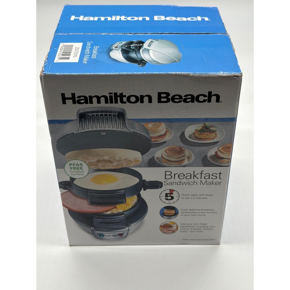 Hamilton‎ Beach Breakfast Sandwich Maker 25475MN Quick Easy Hot Meals